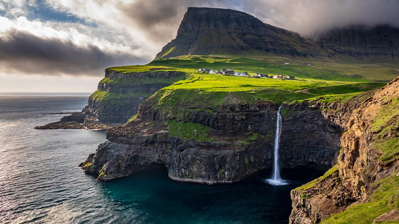 Fossa Falls in Faroe Islands